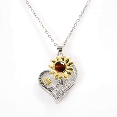 Projection Photo Customed Daisy Heart Necklace