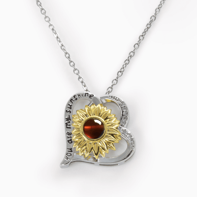 Projection Photo Customed Irregular Heart Sunflower Necklace