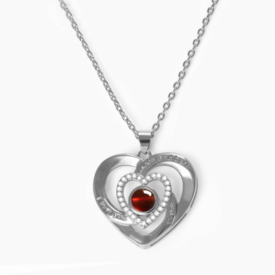 Projection Photo Customed Rotating Double Heart Necklace