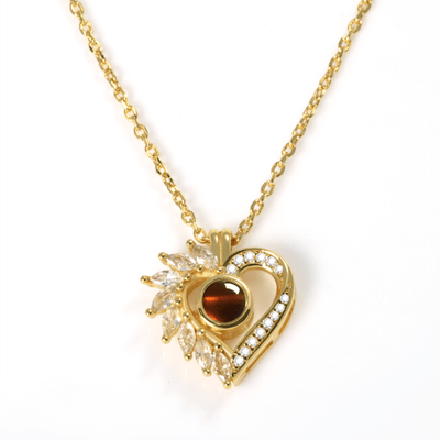 Projection Photo Customed Petals Heart Shape Necklace