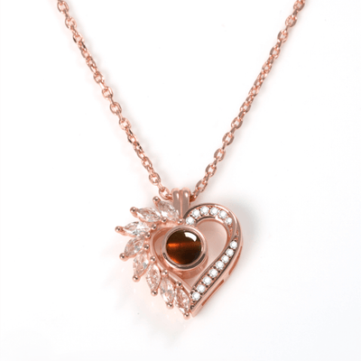 Projection Photo Customed Petals Heart Shape Necklace