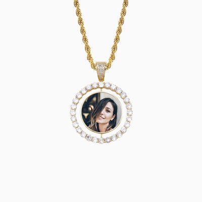 Photo Customized Double Sided Round Frame Necklace