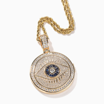 Photo Customized Eye Shape Round Flip Frame Necklace