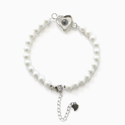 Projection Photo Customed Crooked Heart Pearl Bracelet