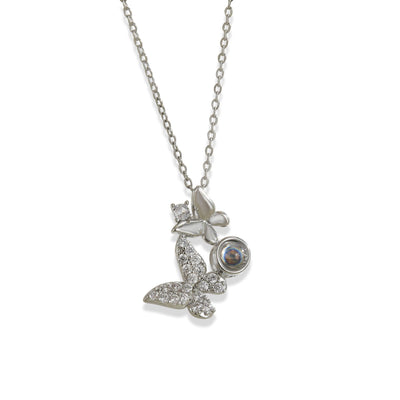 Projection Photo Customed Double Butterfly Necklace