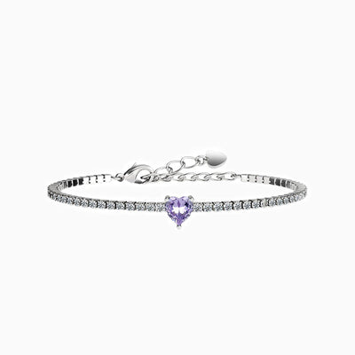 December Birthstone Heart-Shaped Diamond Tennis Bracelet