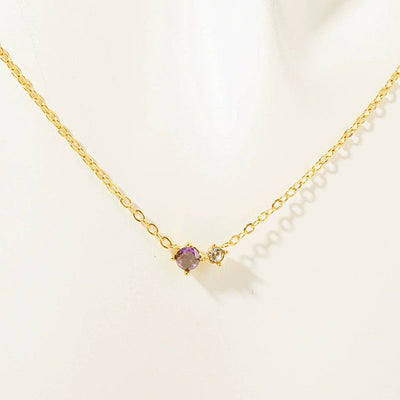 December Birthstone Round Beads With Diamond Natural Stone Pendant Necklace