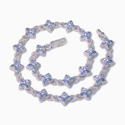 Fashionable Four-Leaf Clover Zircon And Diamond Necklace