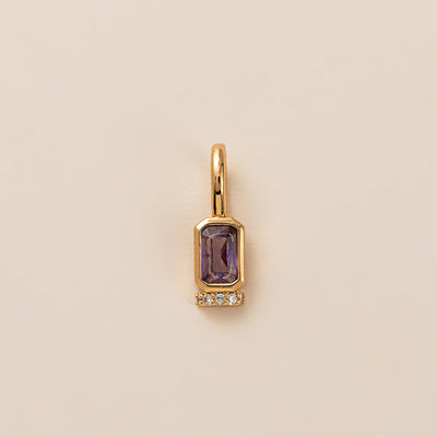December Birthstone Square Natural Stone Pendant Necklace
