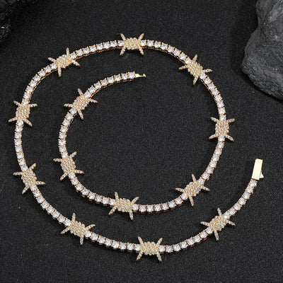Fashion Spring Clasp Thorn Diamond Necklace