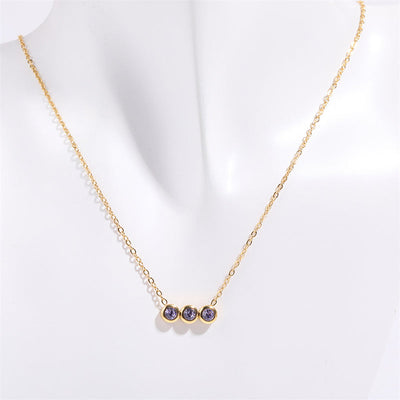 December Birthstone Three Round Beads Natural Stone Pendant