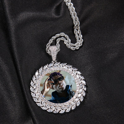 Photo Customized Wheat Ear Round Frame Necklace