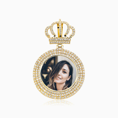 Photo Customized Diamond-Studded Crown Necklace