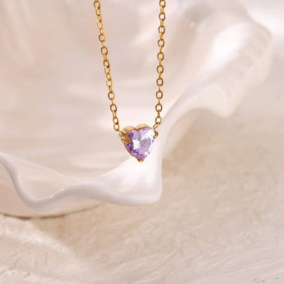 December Birthstone Luxury Heart Shape Pendant Necklace