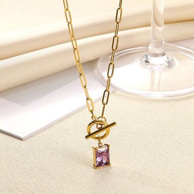 December Birthstone Luxury Square Pendant Necklace