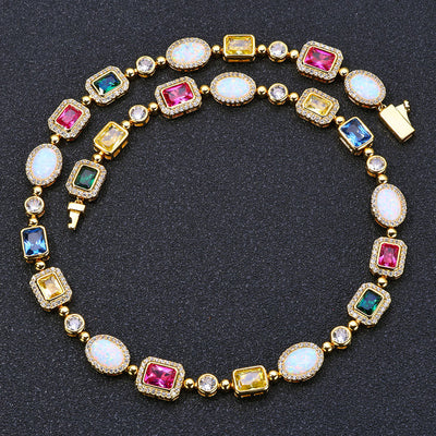 Fashion Hip Hop Colored Gemstone Jewelry Diamond Necklace