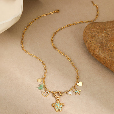 Fashion Ocean Style Shell Starfish Necklace Pendant Necklace
