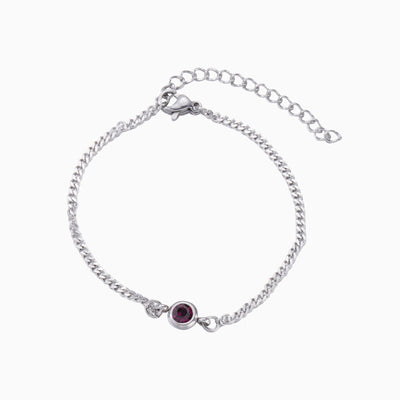 December Birthstone Simple Round Pendant Silver Bracelet