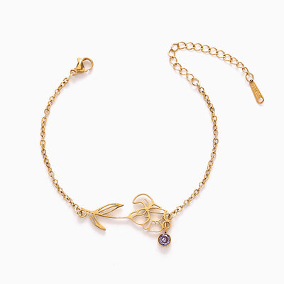 December Birthday Flower Birthstone Diamond Vintage Bracelet