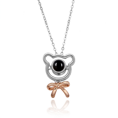 Projection Photo Customed Bear Bow Tie Necklace