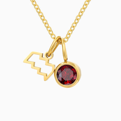 December Birthstone Diamond Pendant Necklace With Twelve Zodiac Runes