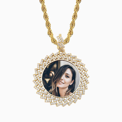 Photo Customized Diamond Medallion Pendant Necklace