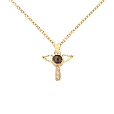 Projection Photo Customed Wing Cross Necklace