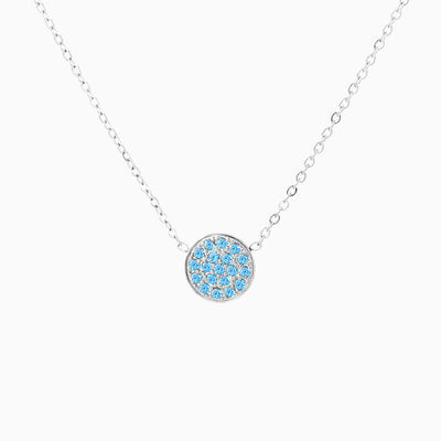 December Birthstone Round Diamond Pendant Necklace