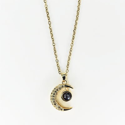 Projection Photo Customed Moon Stone Necklace