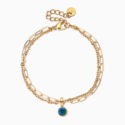 December Birthstone Natural Stone Round Pendant Bracelet