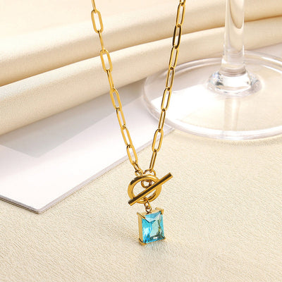 December Birthstone Luxury Square Pendant Necklace