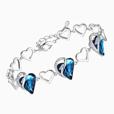 December Birthstone Heart Shape Silver Bracelet