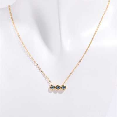December Birthstone Three Round Beads Natural Stone Pendant