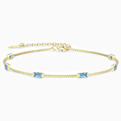 December Birthstone Simple Square Shape Natural Stone Bracelet