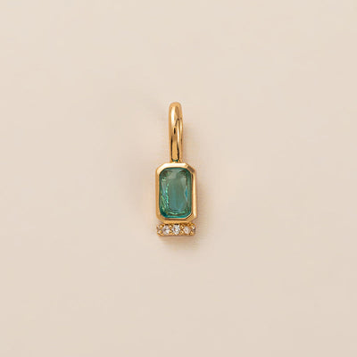 December Birthstone Square Natural Stone Pendant Necklace