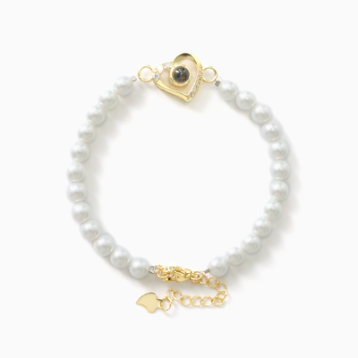 Projection Photo Customed Crooked Heart Pearl Bracelet