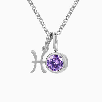 December Birthstone Diamond Pendant Necklace With Twelve Zodiac Runes