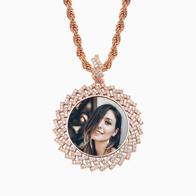 Photo Customized Diamond Medallion Pendant Necklace