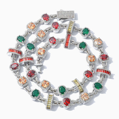 Fashionable Colored Gemstone Jewellery Necklace With Diamonds