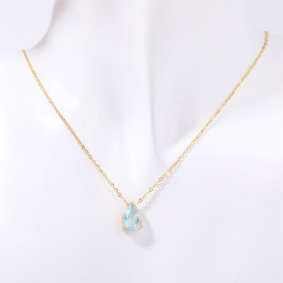 December Birthstone Teardrop-Shaped Natural Stone Pendant Necklace