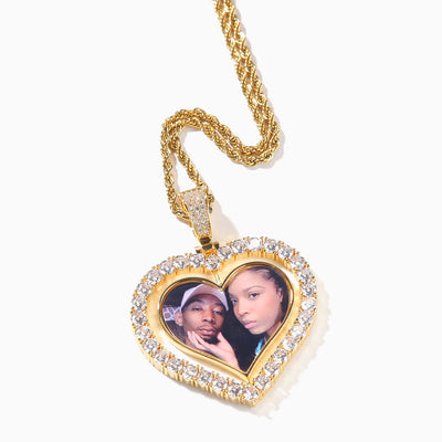Photo Customized Love Double-Sided Rotating Photo Frame Necklace