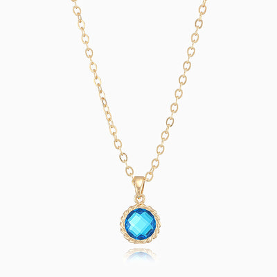 December Birthstone Simple Round Pendant Necklace