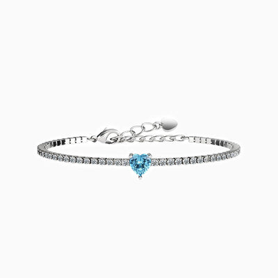 December Birthstone Heart-Shaped Diamond Tennis Bracelet