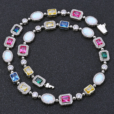 Fashion Hip Hop Colored Gemstone Jewelry Diamond Necklace