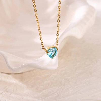 December Birthstone Luxury Heart Shape Pendant Necklace