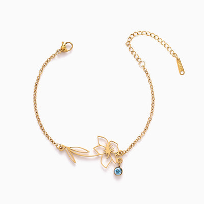 December Birthday Flower Birthstone Diamond Vintage Bracelet