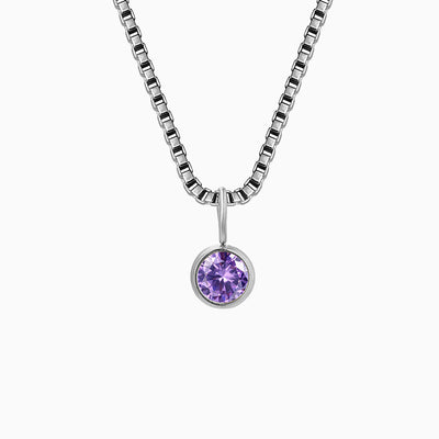 December Birthstone Round Rhinestone Pendant Necklace
