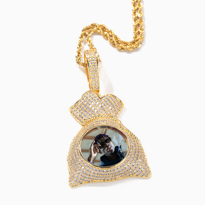 Photo Customized Purse Shape Diamond Necklace