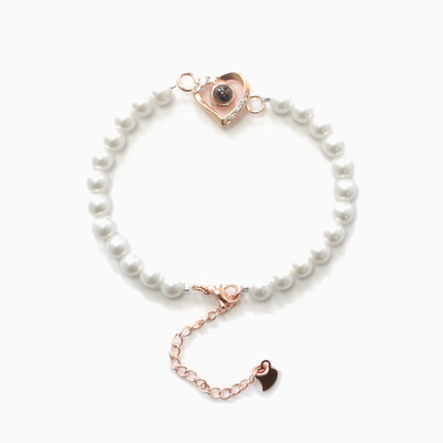 Projection Photo Customed Crooked Heart Pearl Bracelet