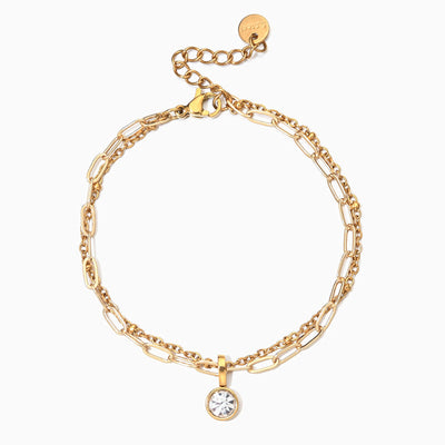 December Birthstone Natural Stone Round Pendant Bracelet